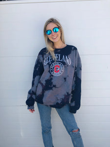 Navy Tie Dye Cleveland Sweatshirt - One of a kind