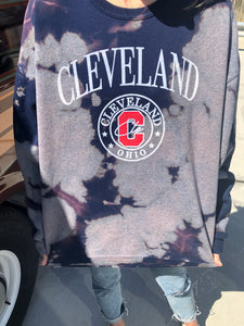 Navy Tie Dye Cleveland Sweatshirt - One of a kind