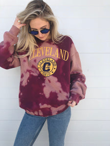 Tie Dye Cleveland Sweatshirt - Maroon #1