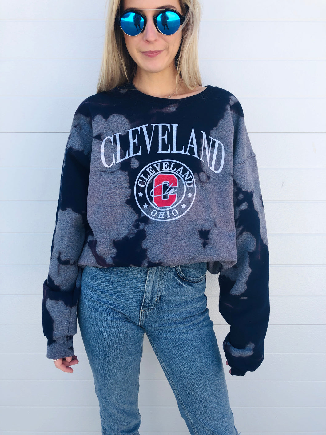 Navy Tie Dye Cleveland Sweatshirt - One of a kind