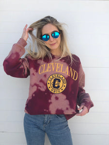 Tie Dye Cleveland Sweatshirt - Maroon #1