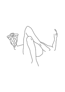 Pizza Mood Line Drawing (Digital File)