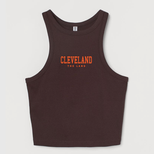 Cleveland Ribbed Cropped Tank - Brown (XL)