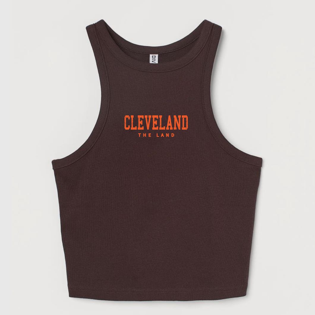 Cleveland Ribbed Cropped Tank - Brown